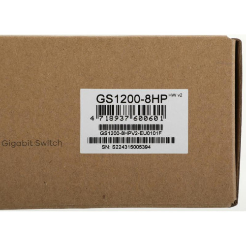 Коммутатор Zyxel GS1200-8HPV2-EU0101F (L2) 8x1Гбит/с 4PoE+ 60W управляемый