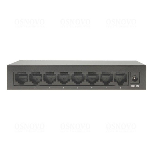 Коммутатор неуправляемый/ OSNOVO Неуправляемый коммутатор Gigabit Ethernet на 8 портов. Порты: 8 x GE (10/100/1000Base-T). Auto MDI/MDIX Встроенная грозозащита 2кВ. В комплекте БП DC12V(1A). Размеры (ШхВхГ): 138 x 25 x 78мм. Рабочая температура: 0...+40 г