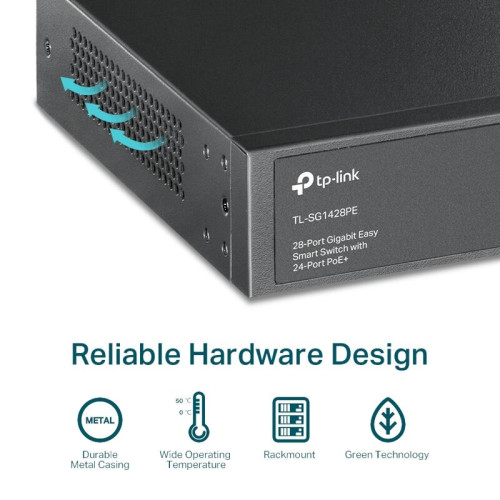 Сетевой коммутатор/ 28-port Easy Smart switch with 24 PoE+ ports, 26 10/100/1000 Mbps RJ45 ports and 2 independent SFP slots Сетевой коммутатор/ 28-port Easy Smart switch with 24 PoE+ ports, 26 10/100/1000 Mbps RJ45 ports and 2 independent SFP slots