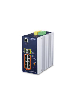 коммутатор/ PLANET IGS-6325-8UP2S IP30 DIN-rail Industrial L3 8-Port 10/100/1000T 802.3bt PoE + 2-port 1G/2.5G SFP Full Managed Switch (-40 to 75 C, 8-port 95W PoE++, 802.3bt/PoH/Force modes, dual redundant power input on 48~56VDC terminal block, DIDO, ER