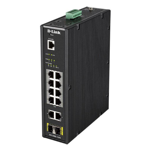 Коммутатор D-Link DIS-200G-12PS/A 10x1Гбит/с 2SFP 8PoE 240W управляемый