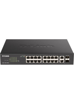 Коммутатор D-Link DGS-1100-18PV2/A (L2) 16x1Гбит/с 2xКомбо(1000BASE-T/SFP) 2SFP 130W настраиваемый
