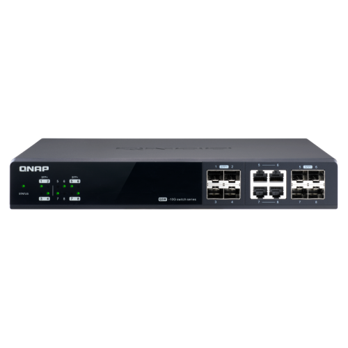 Коммутатор/ QNAP QSW-M804-4C 10 Gbps managed switch with 8 SFP + ports, 4 of which are combined with RJ-45, throughput up to 160 Gbps, JumboFrame support.