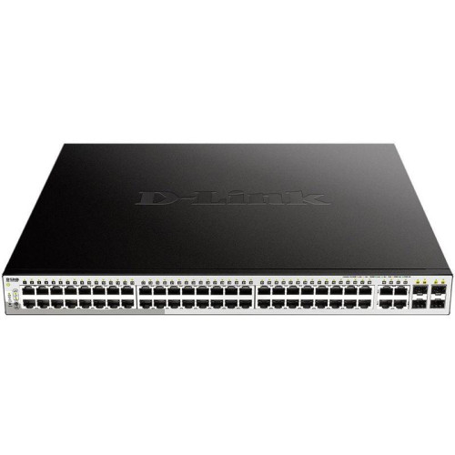 Коммутатор D-Link DGS-1210-52MP/F (L2) 48x1Гбит/с 4xКомбо(1000BASE-T/SFP) 4SFP 48PoE 370W настраиваемый