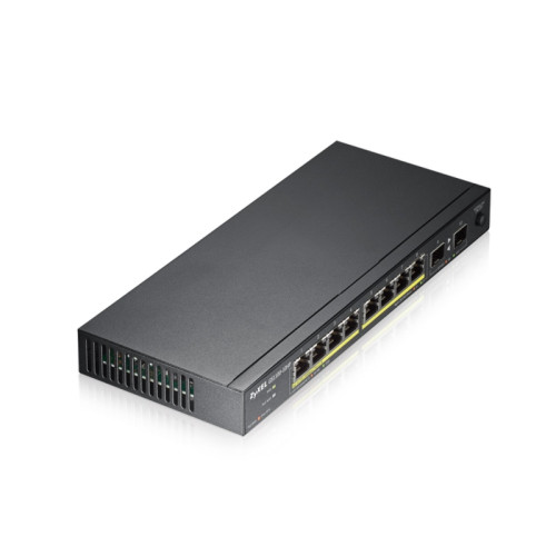 Zyxel GS1100-10HP 8xGE PoE+ 2xSFP PoE+ Switch Desktop Silent 130W PoE Budget Kensigton lock