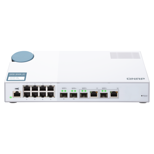 Коммутатор/ QNAP QSW-M408-2C Managed switch 10 Gb / s with 4 SFP + ports, 2 of which are combined with RJ-45, 8 1 Gb / s RJ-45 ports, bandwidth up to 96 Gb / s, JumboFrame support Коммутатор/ QNAP QSW-M408-2C Managed switch 10 Gb / s with 4 SFP + ports, 2 of which are combined with RJ-45, 8 1 Gb / s RJ-45 ports, bandwidth up to 96 Gb / s, JumboFrame support