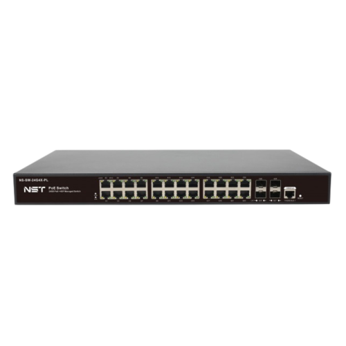 Управляемый L2+ PoE коммутатор Gigabit Ethernet на 24 RJ45 PoE + 4 x GE SFP порта/ Управляемый L2+ PoE коммутатор Gigabit Ethernet на 24 RJ45 PoE + 4 x GE SFP порта. Порты: 24 x GE (10/100/1000 Base-T) с поддержкой PoE (IEEE 802.3af/at), 4 x GE SFP (1000 