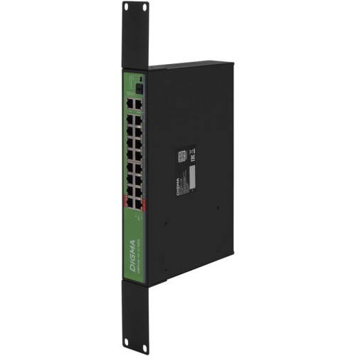 Коммутатор Digma DSP216F-1G-1C-R300 (L2) 16x100Мбит/с 1x1Гбит/с 1xКомбо(1000BASE-T/SFP) 16PoE 16PoE+ 2PoE++ 300W неуправляемый