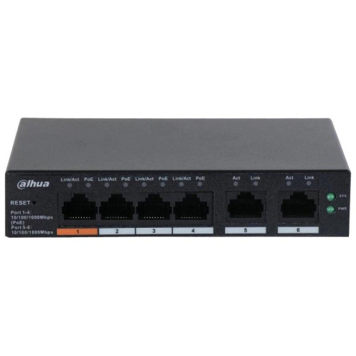 Коммутатор Dahua DH-CS4006-4GT-60 (L2) 4x1Гбит/с 2xКомбо(1000BASE-T/SFP) 60W управляемый