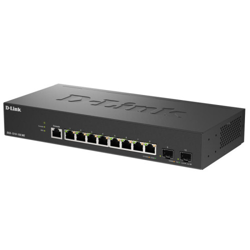 Коммутатор/ Управляемый L2 коммутатор, 8x1000Base-T, 2x10GBase-X SFP+, защита от статического электричества до 6 кВ, CLI, консольный порт RJ-45, RPS, поддержка Dying Gasp