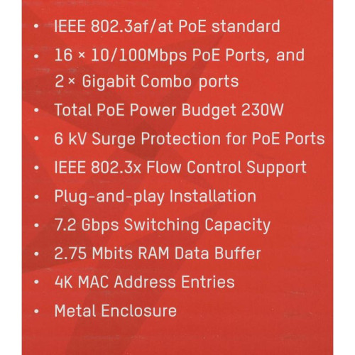 Коммутатор Hikvision DS-3E0318P-E(C)