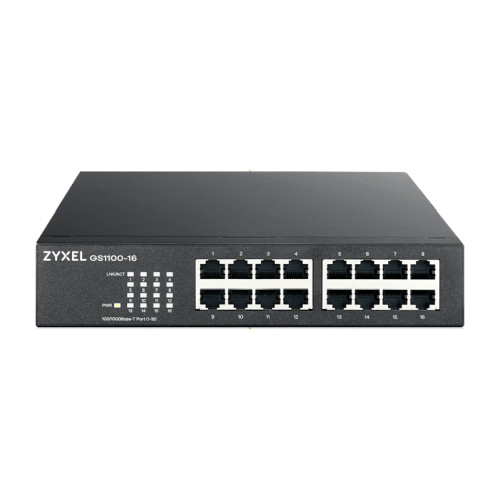 Коммутатор/ ZYXEL GS1100-16 Switch, 16xGE, rack 19 