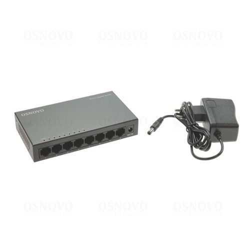 Коммутатор неуправляемый/ OSNOVO Неуправляемый коммутатор Gigabit Ethernet на 8 портов. Порты: 8 x GE (10/100/1000Base-T). Auto MDI/MDIX Встроенная грозозащита 2кВ. В комплекте БП DC12V(1A). Размеры (ШхВхГ): 138 x 25 x 78мм. Рабочая температура: 0...+40 г