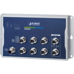 коммутатор/ PLANET WGS-5225-8MT IP40, IPv6/IPv4 Industrial L2+ 8-Port 10/100/1000T M12 Wall-mount Managed Switch(-40~75 degrees C, X-coded M12, Relay Bypass function with two M12 ports, dual power input 12-48VDC, ERPS Ring, 1588 TC, Modbus TCP, Cybersecur