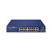 коммутатор/ PLANET GSD-2022P 16-Port 10/100/1000T 802.3at PoE + 2-Port 10/100/1000T + 2-Port 1000X SFP Unmanaged Gigabit Ethernet Switch (185W PoE Budget, Standard/VLAN/Extend mode, supports PD alive check, desktop size with rackmount kit)