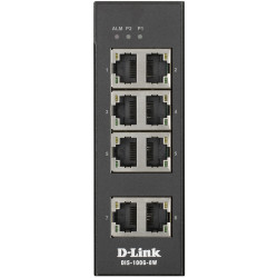 Коммутатор/ DIS-100G-8W Unmanaged Industrial Switch 8x1000Base-T, Surge 2KV, Alarm relay, DIN-Rail, metal case IP30, -40 to 75°C, only DC power, w/o power supply