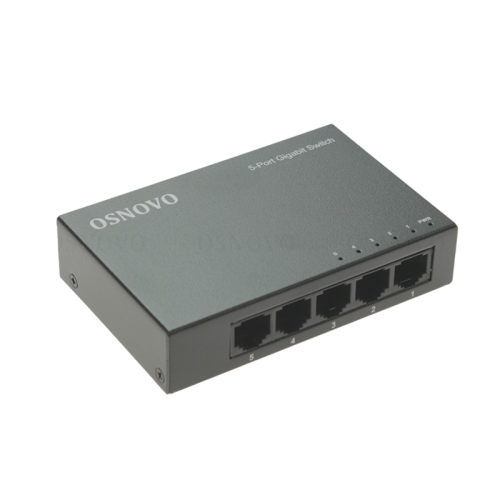 Коммутатор неуправляемый/ OSNOVO Неуправляемый коммутатор Gigabit Ethernet на 5 портов. Порты: 5 x GE (10/100/1000Base-T). Auto MDI/MDIX Встроенная грозозащита 2кВ. В комплекте БП DC12V(1A). Размеры (ШхВхГ): 100 x 23 x 65мм. Рабочая температура: 0...+40 г