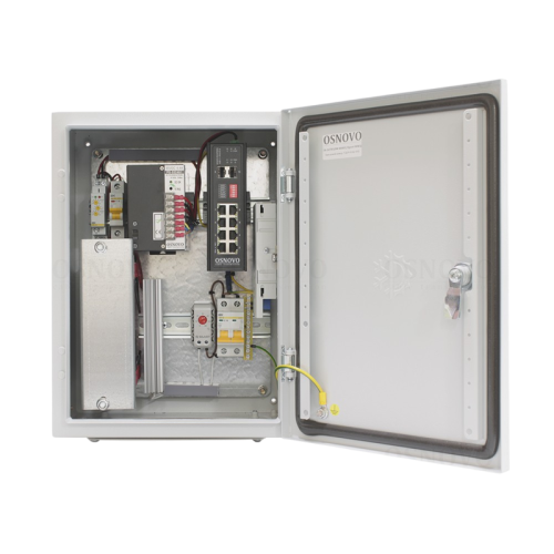 Коммутатор/ OSNOVO Уличный коммутатор на 10 портов с термостабилизацией и резервным питанием на базе уличной станции OS-34TB1. Порты: 1 x GE (10/100/1000Base-T) с PoE BT (до 90W) + 7 x GE (10/100/1000Base-T) с PoE (до 30W) + 2 x GE SFP (1000Base-X). Сумма