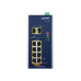 коммутатор/ PLANET  IGS-1020PTF-12V IP30 Industrial 8-Port 10/100/1000T 802.3at PoE + 2-Port 100/1000X SFP Ethernet Switch w/ 12V Booster (-40~75 degrees C, 250m Extend mode, PoE Usage LED, dual 12V~56V DC power boost)