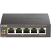 Коммутатор/ Неуправляемый PoE-коммутатор, 5x1000Base-T (4x1000Base-T PoE), PoE-бюджет 60 Вт, корпус металл
