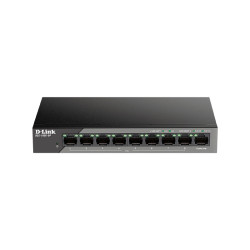 Коммутатор/ DSS-100E-9P Unmanaged Surveillance Switch 8x100Base-TX PoE, 1x1000Base-T, Surge 6KV, PoE Budget 92W, Long-range PoE up to 250m, metal case