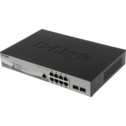 Коммутатор/ DGS-1210-10P/ME/B Managed L2 Metro Ethernet Switch 8x1000Base-T PoE, 2x1000Base-X SFP, PoE Budget 78W, Surge 6KV, CLI, RJ45 Console, Dying Gasp