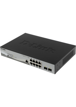 Коммутатор/ DGS-1210-10P/ME/B Managed L2 Metro Ethernet Switch 8x1000Base-T PoE, 2x1000Base-X SFP, PoE Budget 78W, Surge 6KV, CLI, RJ45 Console, Dying Gasp