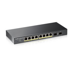 Коммутатор/ Smart L2 PoE+ Switch Zyxel GS1900-10HP, 8xGE PoE+, 2xSFP, Desktop, Silent, Budget PoE 77W