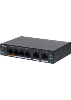 Коммутатор Dahua DH-CS4006-4ET-60 (L2) 4x100Мбит/с 2xКомбо(1000BASE-T/SFP) 30W управляемый