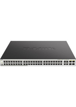 Коммутатор/ DGS-1210-52MP/F Smart L2 Switch 48х1000Base-T PoE, 4хCombo 1000Base-T/SFP, PoE Budget 370W, Compact CLI