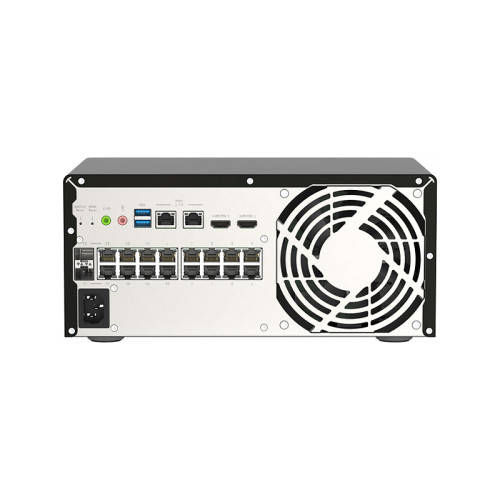 Коммутатор/ QNAP QGD-3014-16PT-8G 2 x 1 Gb SFP and 14 port PoE Budget 140W Multy-Gigabit switch with 4 bay network RAID storage, 16 PoE+ ports, 16 x 1GbE RJ-45, 4 bays 3.5 w/o HDD, 2 x M.2 SATA, QTS. Quad-core Celeron J4125 2.0 GHz (up to 2.7 GHz), 8 GB (