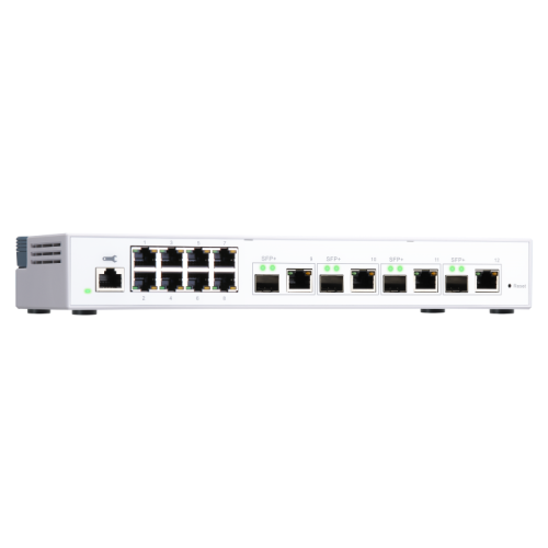 Коммутатор/ QNAP QSW-M408-4C 10 Gbps managed switch with 4 SFP + ports, combined with RJ-45, 8 1 Gbps RJ-45 ports, bandwidth up to 96 Gbps, JumboFrame support.