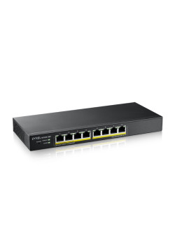 Коммутатор/ Zyxel NebulaFlex GS1915-8EP Hybrid Smart L2 PoE+ Switch, 8xGE PoE+, Silent (No Fan), 60W PoE Budget, Standalone/Cloud Management