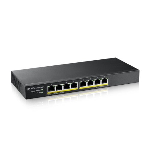 Коммутатор/ Zyxel NebulaFlex GS1915-8EP Hybrid Smart L2 PoE+ Switch, 8xGE PoE+, Silent (No Fan), 60W PoE Budget, Standalone/Cloud Management
