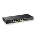 Коммутатор/ Zyxel NebulaFlex GS1915-8EP Hybrid Smart L2 PoE+ Switch, 8xGE PoE+, Silent (No Fan), 60W PoE Budget, Standalone/Cloud Management