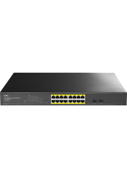 Коммутатор/ 16-Port 10/100/1000M PoE+ Switch 200W, 16-Port 10/100/1000M PoE+ ports, 802.3at/af, 2-1000 BASE-X SFP Slot, Local Management via Web GUI, support STP/RSTP, 802.1ab LLDP, Loop Detection, QoS, VLAN, SNMP, IGMP Snooping, DHCP Snooping, Port Mirro