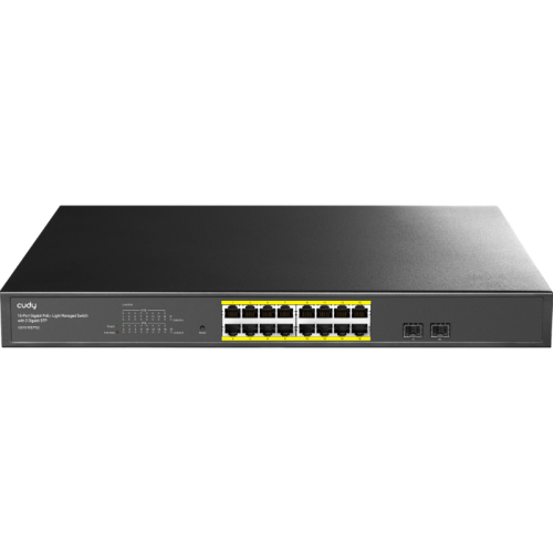Коммутатор/ 16-Port 10/100/1000M PoE+ Switch 200W, 16-Port 10/100/1000M PoE+ ports, 802.3at/af, 2-1000 BASE-X SFP Slot, Local Management via Web GUI, support STP/RSTP, 802.1ab LLDP, Loop Detection, QoS, VLAN, SNMP, IGMP Snooping, DHCP Snooping, Port Mirro