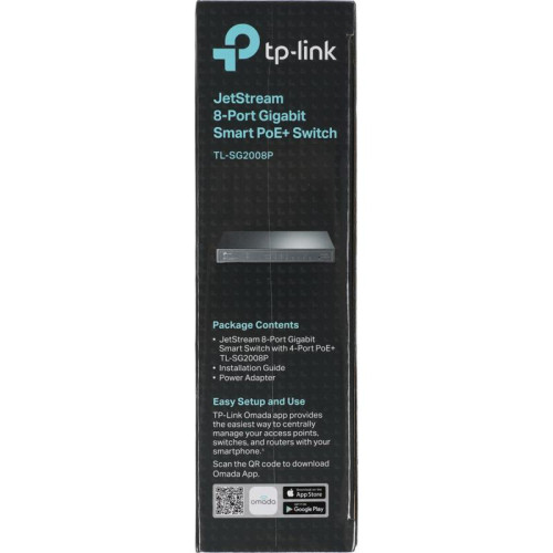 Коммутатор TP-Link JetStream SG2008P (L2) 8x1Гбит/с 4PoE+ 62W управляемый