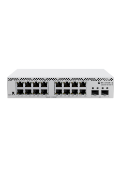 Коммутатор/ MikroTik CSS318-16G-2S+IN is a managed switch equipped with 16 Gigabit Ethernet ports and 2 high-performance 10G SFP+ ports