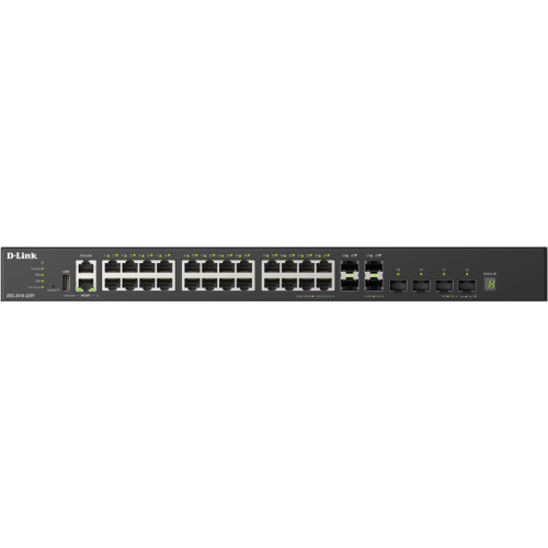 Коммутатор/ Управляемый L3 стекируемый коммутатор, 28х10GBase-X SFP+, 4x25GBase-X SFP28, CLI, порт управления 1000Base-T, консольный порт RJ-45, 1xUSB, RPS, поддержка Dying Gasp