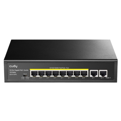 Коммутатор/ 8 RJ-45 10/100/1000M PSE ports +2 RJ45 10/100/1000 Uplink Port Unmanaged PoE+ Switch 120W, 802.3af/at standard,Alternative 1/2(+),3/6(-), Steel Case, Watchdog, 120W internal Коммутатор/ 8 RJ-45 10/100/1000M PSE ports +2 RJ45 10/100/1000 Uplink Port Unmanaged PoE+ Switch 120W, 802.3af/at standard,Alternative 1/2(+),3/6(-), Steel Case, Watchdog, 120W internal