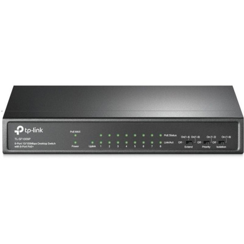 Коммутатор/ 9-port 10/100Mbps unmanaged switch with 8 PoE+ ports, compliant with 802.3af/at PoE