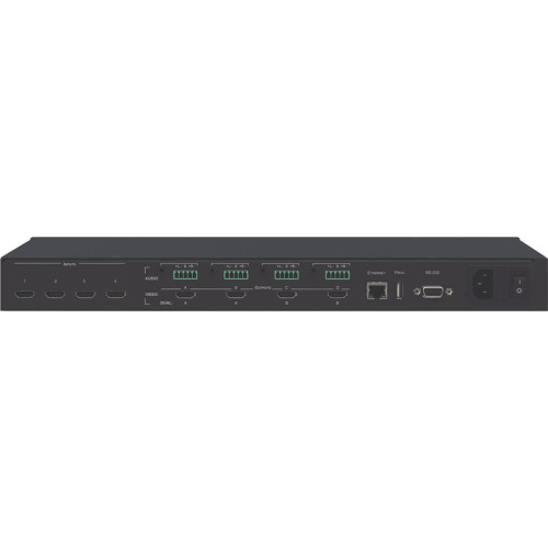 Матричный коммутатор 4x4 HDMI бесподрывный с масштабируемыми входами; балансные/небалансные аудиовыходы [20-00065430]