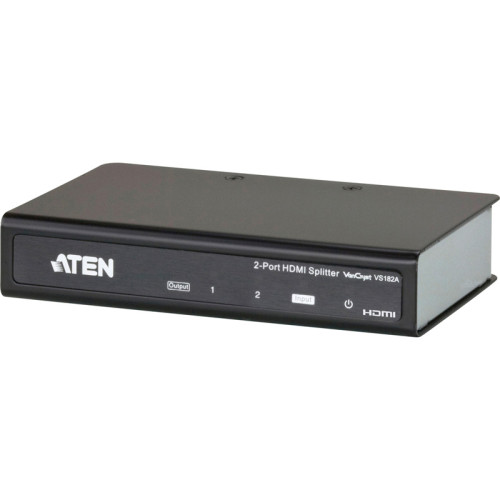 Разветвитель, электрон., HDMI, 1> 2Устройства,  20 метр.(24AWG)/15 метр.(28AWG), F, без шнуров, Б.П. 220> 5.3V, (до 1920x1200 60Hz HDMI 1.3b/HDCP 1.1 HDTV 480p/720p/1080i/1080pкаскад до 3-хУровней)  [VS182]/ 2 PORT HDMI Splitter W/1.8M W/230V ADP