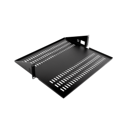 Полка для стойки перфорированная консольная 2U с центральным креплением, глубина 400 мм, цвет черный
