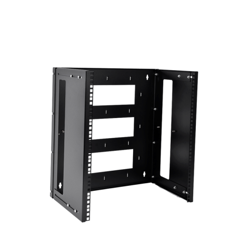 Кронштейн телекоммуникационный настенный 12U, регулируемая глубина 300...450 мм, цвет черный
