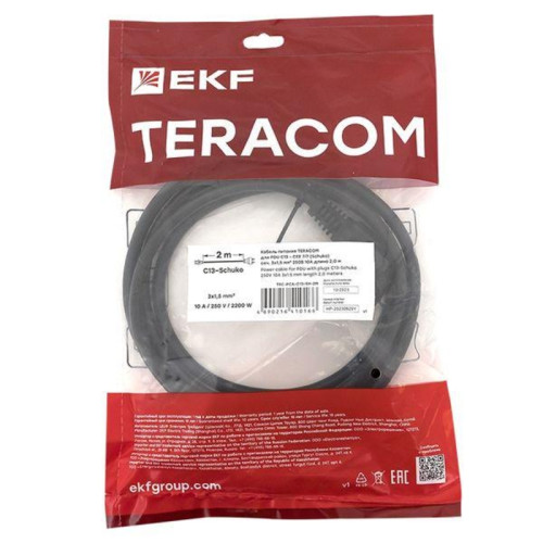 Кабель питания/ Кабель питания TERACOM для PDU IEC 60320 C13 - CEE 7/7 (Schuko) сечение 3x1.5мм2 250В 10A длина 2.0 метра