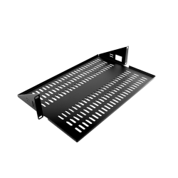 Полка для стойки перфорированная консольная 2U с центральным креплением, глубина 300 мм, цвет черный