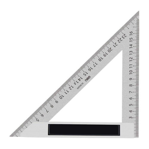 Треугольная линейка стальная Deli DL303200 200мм, нержавеющая сталь + алюминиевое основание