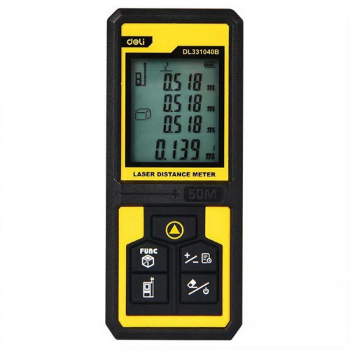 Лазерный дальномер Deli DL331040B  Диапазон измерения 0,05~50м, точность измерения ±3мм